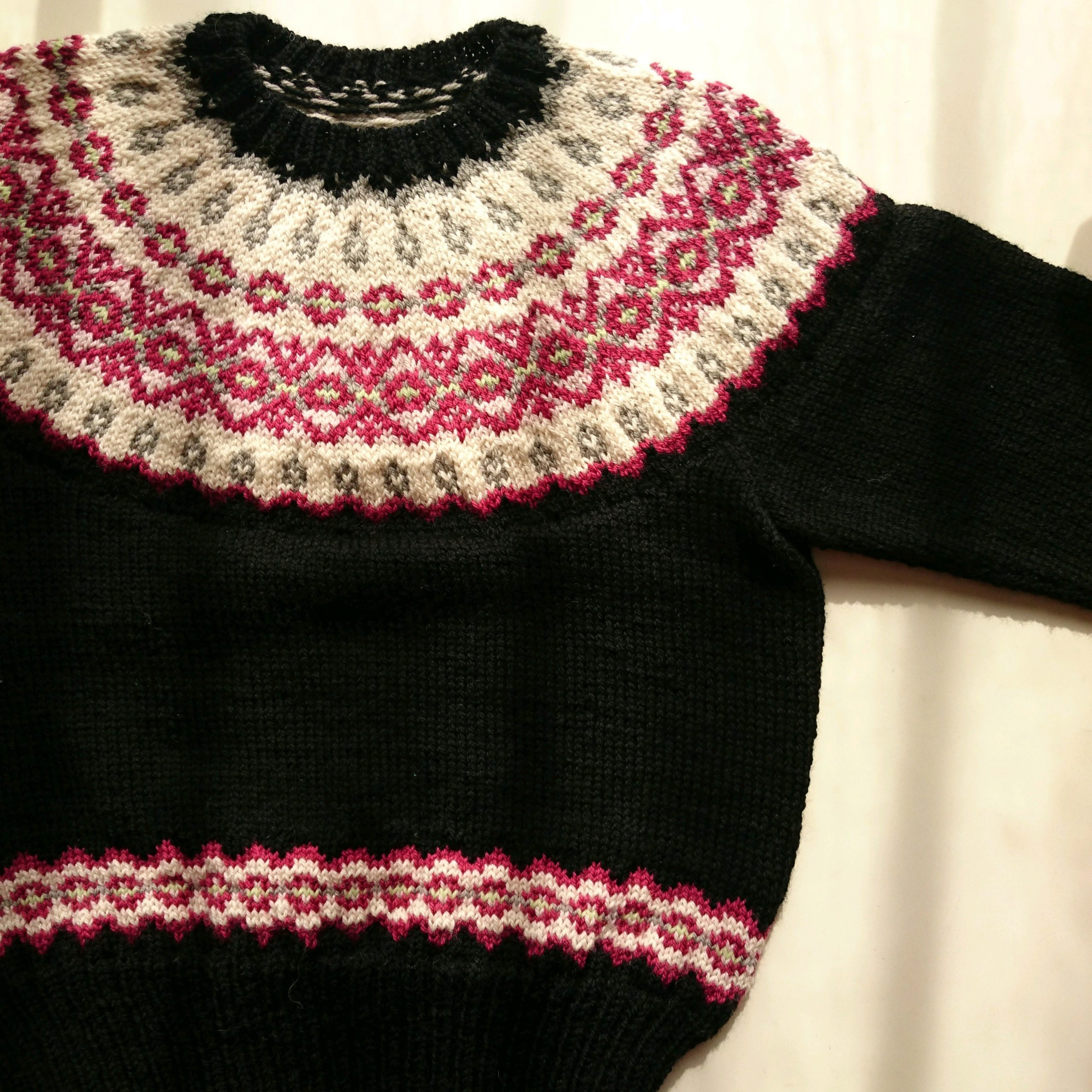 ネオ.丸ヨーク編み込みセーター